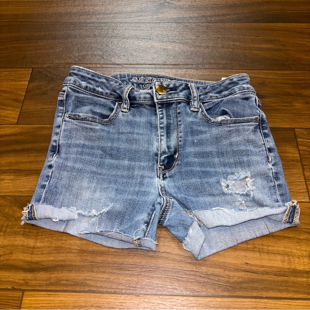 American Eagle Outfitters Distressed Blue Jean Shorts